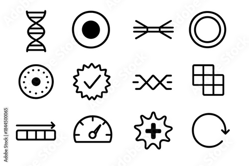 Cell Cycle Diagrams. Cell Cycle Integrity Models linear set: DNA tile, nucleus node, mitotic spindle bar, interphase ring, replication cue dot, checkpoint patch, repair stripe,