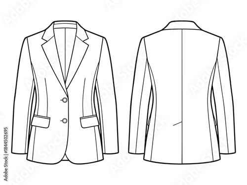 Fashion Illustration of a Classic Two-Button Blazer.