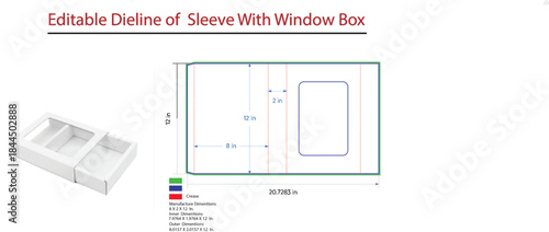 Sleeve Box With Window Dieline and 3D Model packaging