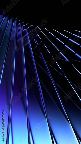 Abstract background design, futuristic glass structure, vertical orientation, 3d render