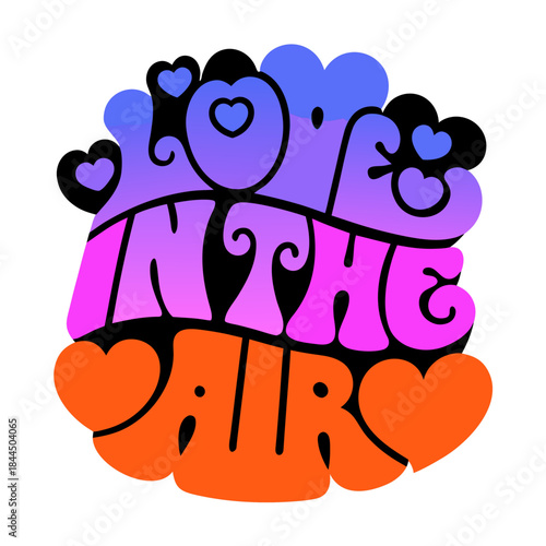 Love in the air retro typography with hearts vector
