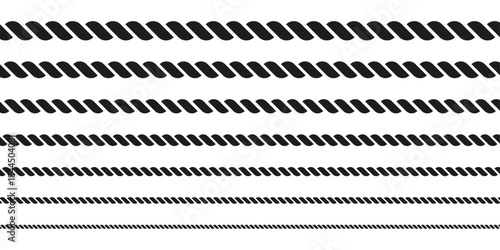 Collection of Black and white rope icon line pattern vector stock illustration