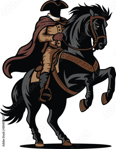 Strong stallion with a dedicated rider on a clean minimal white scene