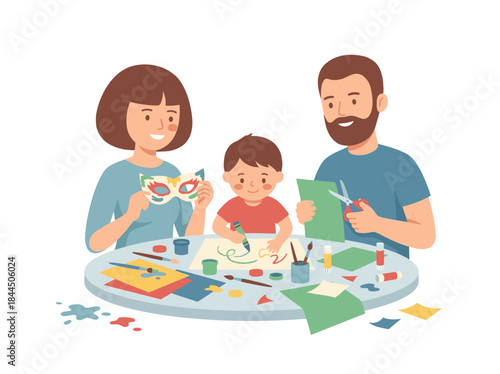 Family Engaging in Craft Activity Together.