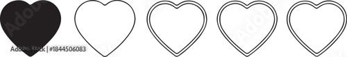 Black Solid Heart and White Outlined Hearts shape symbol