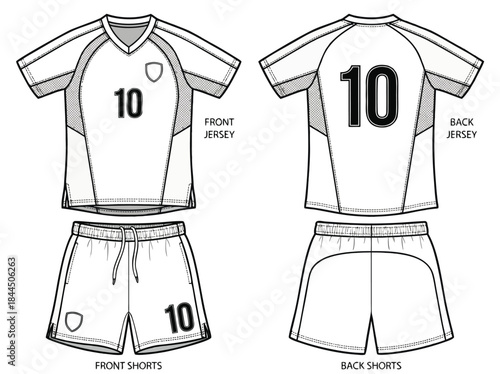 Soccer Uniform Template Front and Back View.