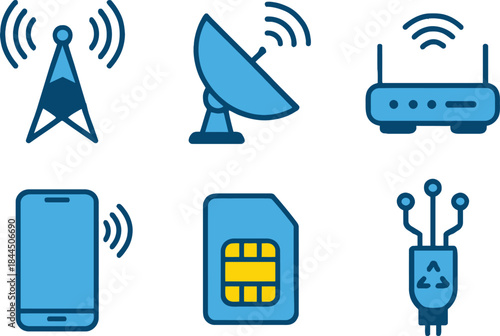 Global telecommunication and wireless network connection vector pattern