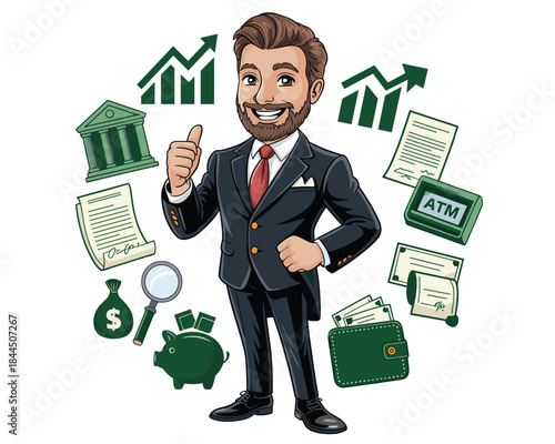 Successful financial advisor happy with rising stock market profits and investment growth.