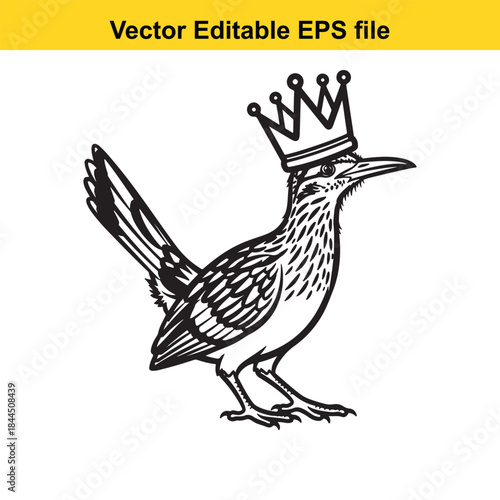 Roadrunner bird with crown