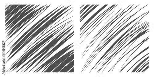 set of marker drawn bold doodle lines seamless pattern. Charcoal marker grunge rough underline hand drawn brushstrokes.  Crosses, oval and strikethroughs. Vector black ink illustration of scribbles.