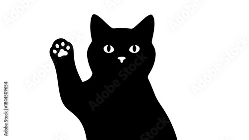 Black Cat Waving Hello Digitally