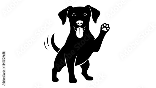 Dog Waving Paw, Friendly Greeting Illustration