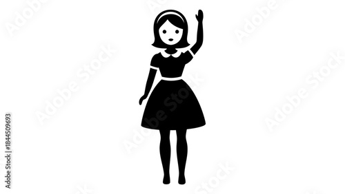 Illustration of a woman waving hello
