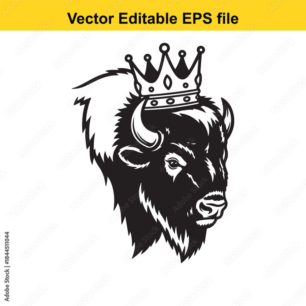 Obraz premium Bison head with crown