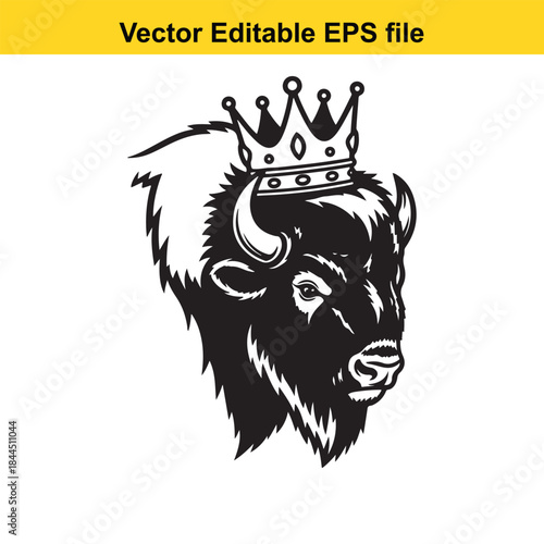 Bison head with crown
