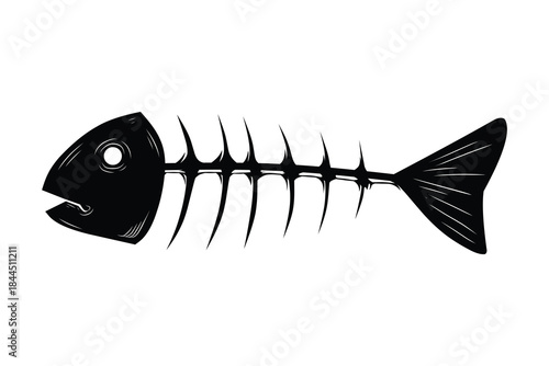 fish bone skeleton icon silhouette