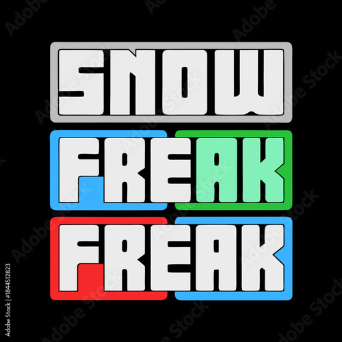 Snow Freak text graphic with icy effect lettering