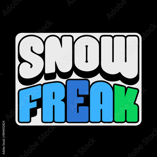 Snow Freak text graphic with icy blue and green letters