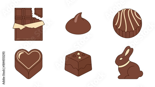 A delightful collection of assorted chocolate confections including a bar heart bunny and more