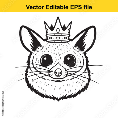 Illustrated cat with crown