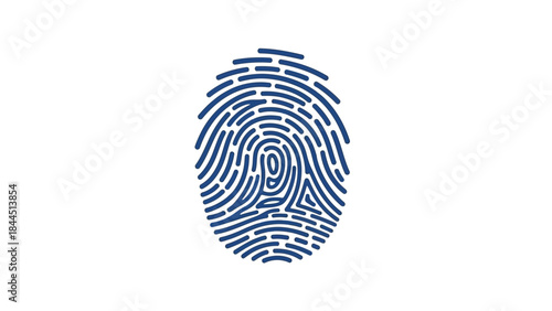 Blue Fingerprint Icon Representing Identity and Security on a White Background