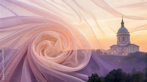 Dreamy Lavender and Peach Mesh Gradient with Creamy Pastel Blend