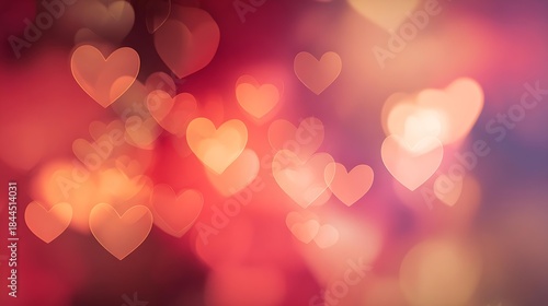 outro. Romantic bokeh background with glowing hearts in red and pink colors. wellbeing guides, coaching materials, designed for coaching and self-improvement content, clarifies learning.
