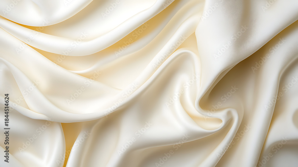 Obraz premium Silk fabric cream satin drape cloud dancer 2026 elegant flowing texture soft luxurious