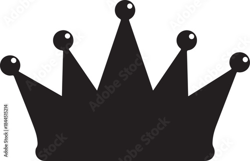 A classic black silhouette of a royal crown with five points, symbolizing royalty and power