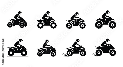 Black silhouette icons depicting atv riders in various dynamic poses
