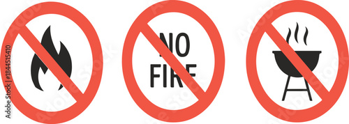 No fire and BBQ grilling vector signs set
