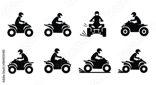 Black silhouette icons depicting atv riders in various dynamic poses