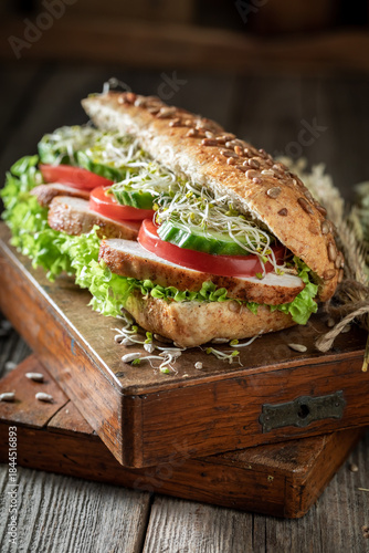 Tasty and homemade sandwich...