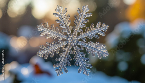 Snowflake on Icy Branch