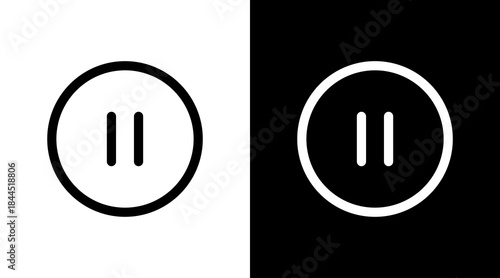 Pause Button With Icon Set Design