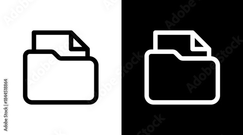 File Folder With Icon Set Design