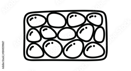 Cartoon illustration of eggs in a tray