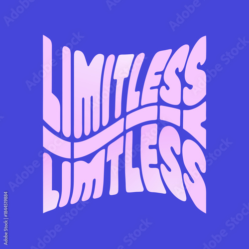 Wavy pink limitless text on blue background word
