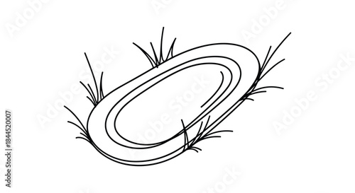 Simple line drawing of a ring on grass