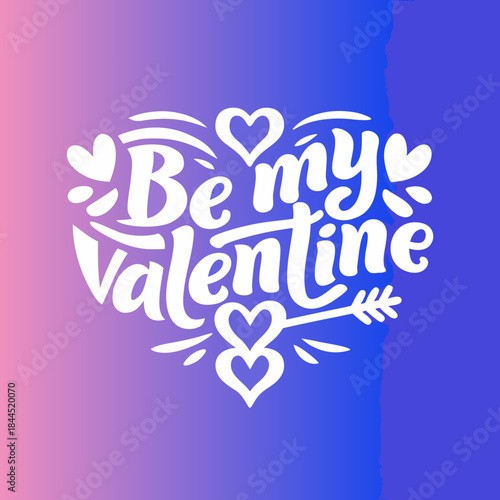 White Be My Valentine text in heart shape love romance