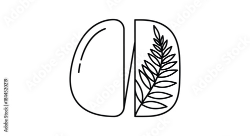 Simple line art illustration of a pistachio nut