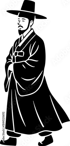 Korean Hanbok Side View Silhouette