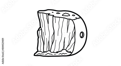 A simple line drawing of a broken object