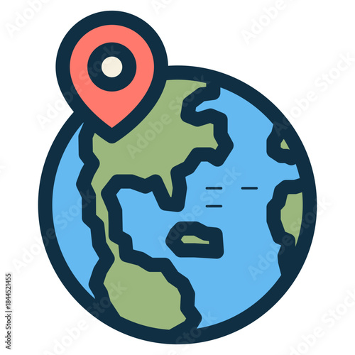 pin location world globe icon