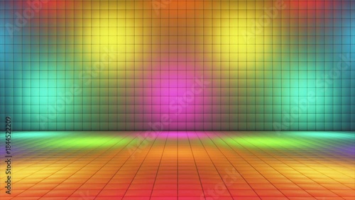 Broadcast Hi-Tech Blinking Illuminated Cubes Stage Floor, Multi Color, Events, 3D, Loopable, 4K