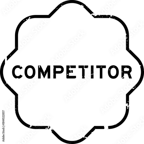 Grunge black competitor word square rubber seal stamp on white background