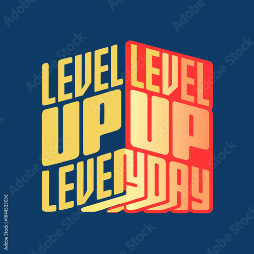 Yellow and Red Level Up Everyday Text Graphic typography