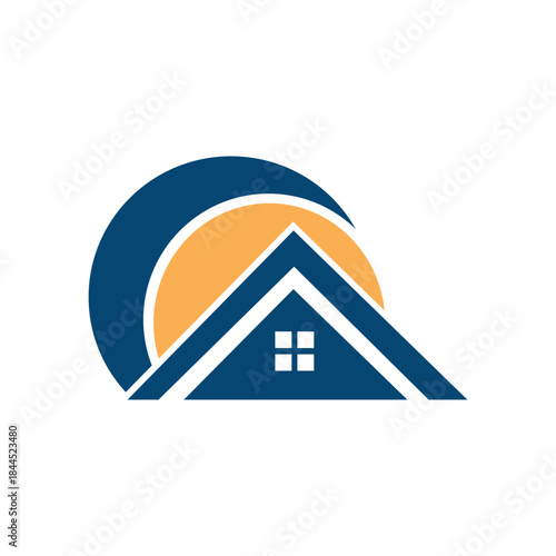 Real Estate Logo with House and Sun, symbolizing new beginnings and home ownership