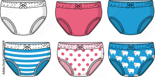 Six pairs of women's underwear with different patterns and colors panties briefs