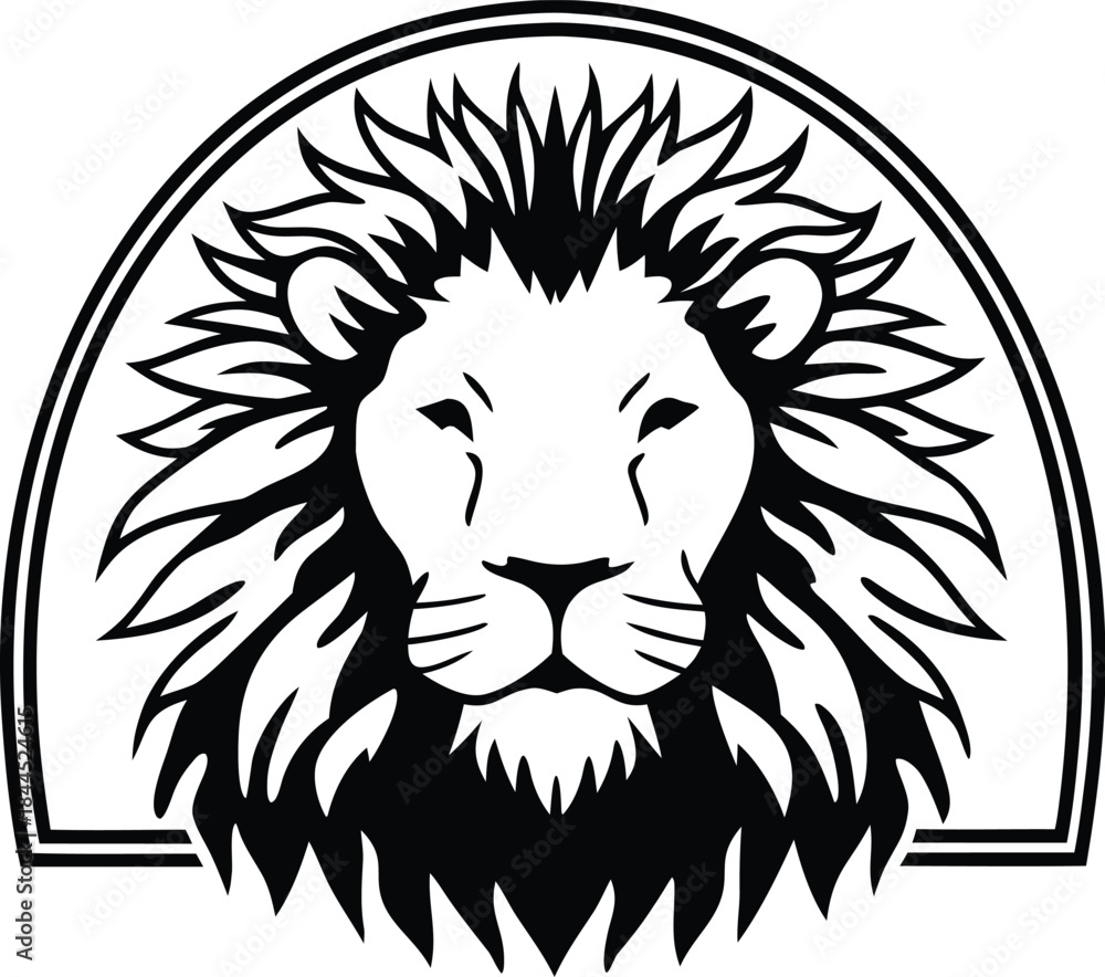 Fototapeta premium Fierce Lion Head Silhouette Big Cat Icon Vector